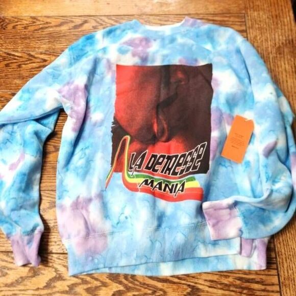 NWT La Detresse Sweatshirt Mania Obsessive Tie Dye Pullover Blue Size Small` - Picture 1 of 4
